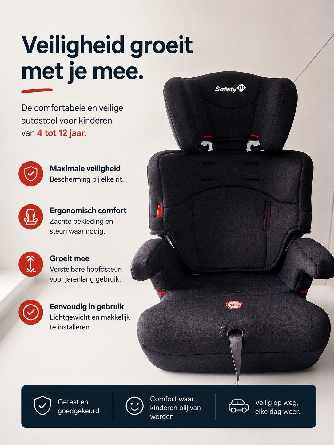 Safety 1st autostoel 4-12 jaar, 15 t/m 36 kg, Verstelbare rugleuning, Ophalen, Overige merken