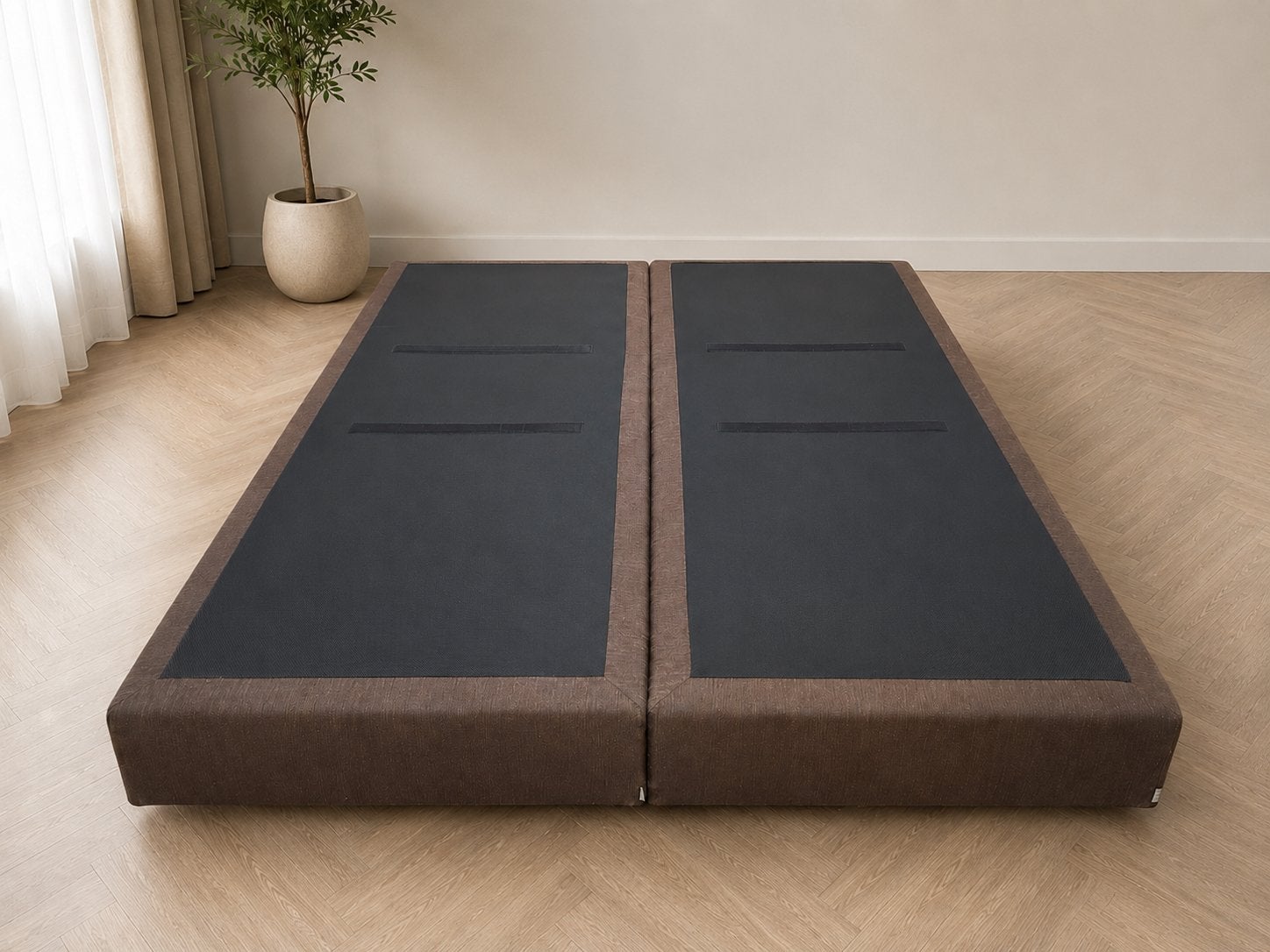 Premium Auping Boxspring 180x210 + 2x Prestige Rich matrasse, Bruin, 210 cm, Tweepersoons, Ophalen of Verzenden