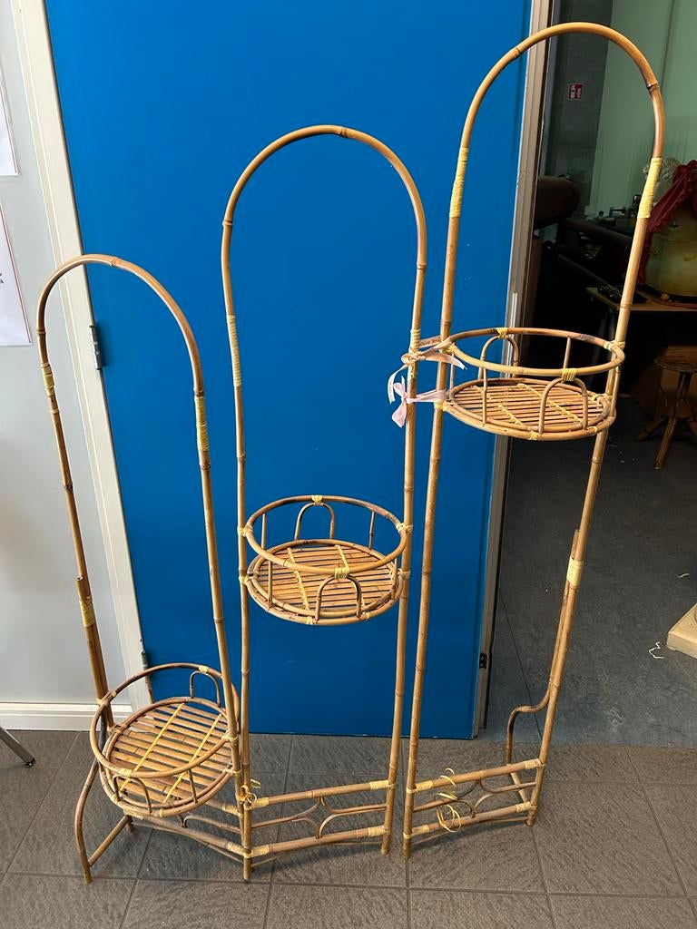 Vintage Bamboe Plantenstandaard - 3 Niveaus, Tuin en Terras, Ophalen, Overige materialen, Gebruikt, Binnen