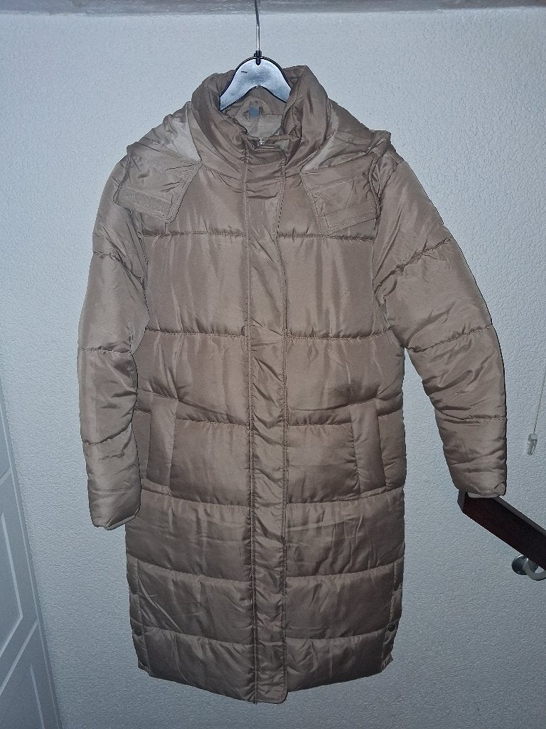 Beige Lange Dameswinterjas, maat 38., Ophalen of Verzenden, Zo goed als nieuw, Maat 38/40 (M), Beige
