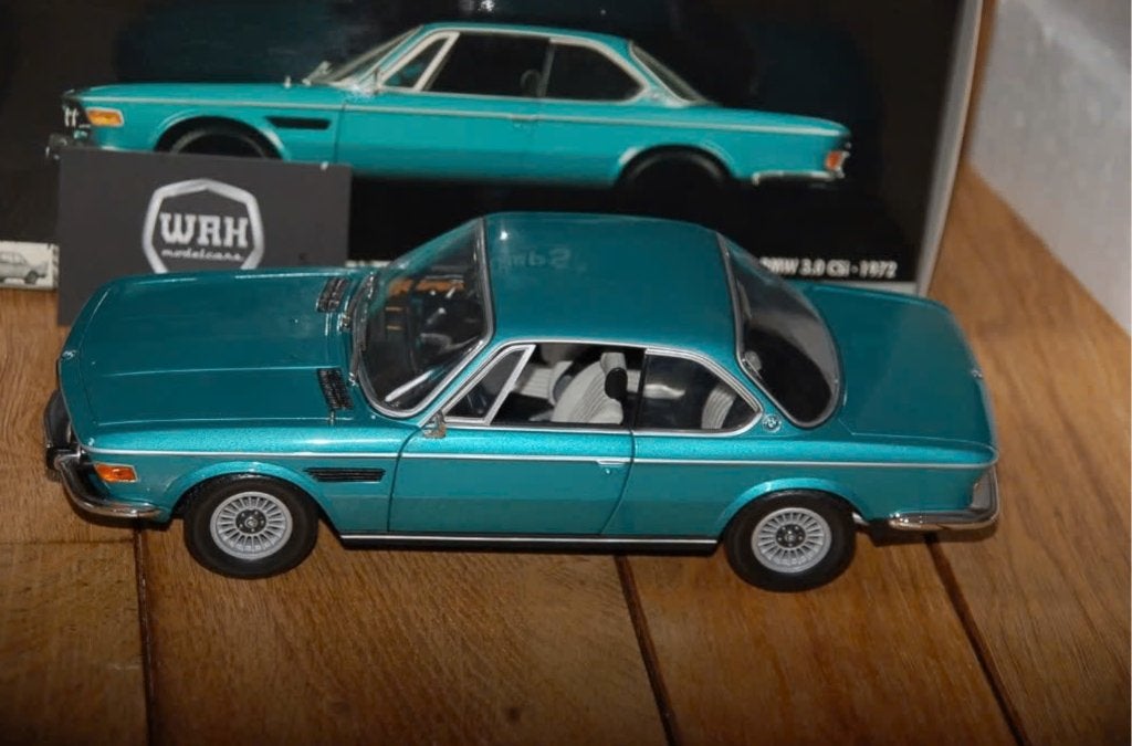 1:18 BMW 3.0 CSL green.blue Minichamps diecast in box WRH, Hobby en Vrije tijd, Verzenden, Zo goed als nieuw, Auto, MiniChamps