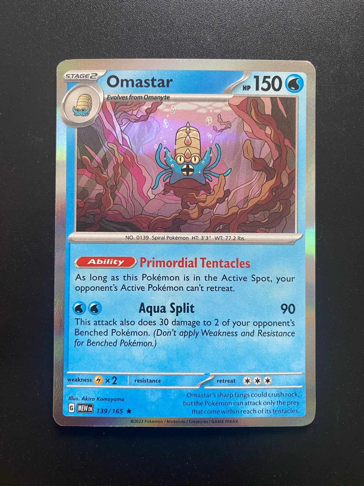 Omastar Holo 139/165 Pokémon 151 Packfresh!, Ophalen of Verzenden, Zo goed als nieuw, Losse kaart, Foil