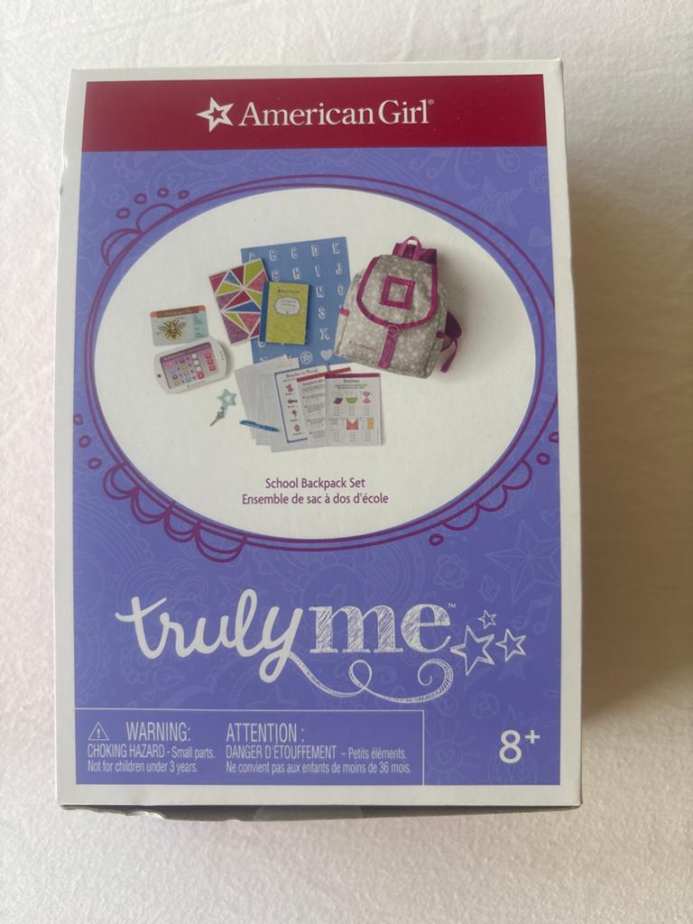 American girl doll rugzak met school spullen, Ophalen of Verzenden, Zo goed als nieuw, Speelkaart(en)
