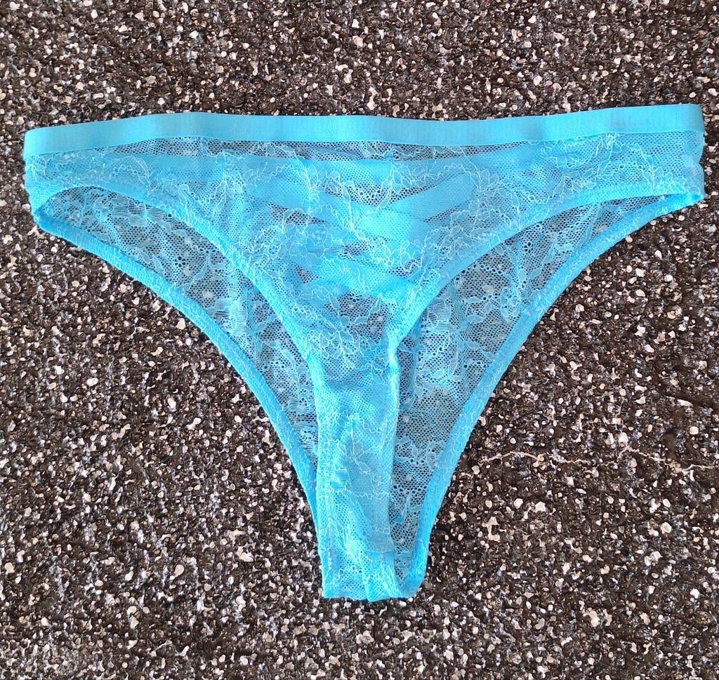 Sexy azurblauwe string maat L (40-42), Verzenden, Blauw, String