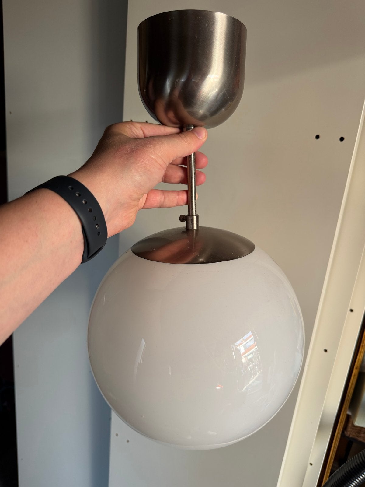 IKEA FADO Hanglamp - Wit Glas en Metaal, Ophalen, Gebruikt, Glas, 50 tot 75 cm