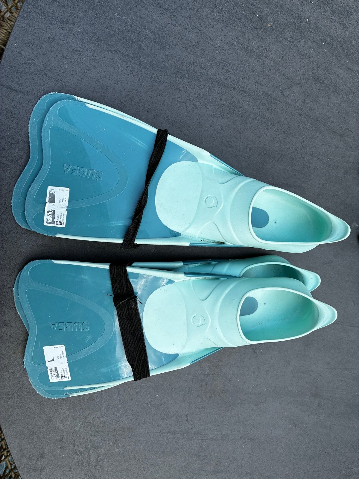 2 paar flippers, maat 28/29 en 29/31, Ophalen, Gebruikt, Zwem- of Duikvliezen