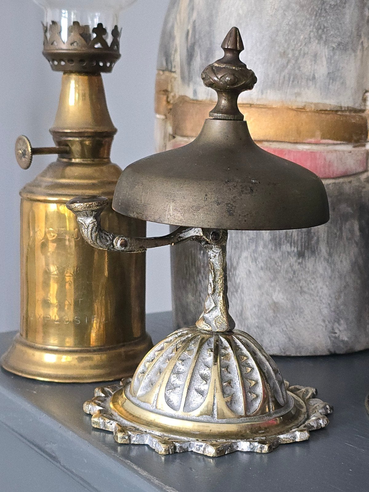 Antieke Franse 19e eeuwse hotelbel of receptiebel €79, Antiek en Kunst, Ophalen of Verzenden, Brons