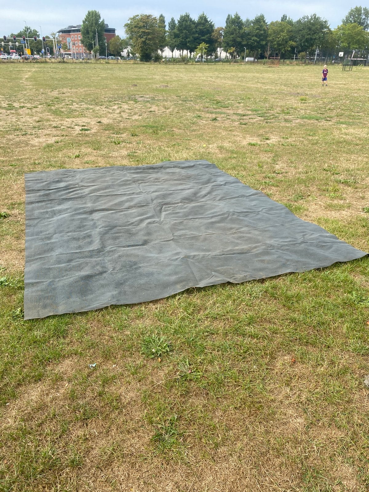 Tenttapijt donkergrijs, 4 x 5 meter, Ophalen, Gebruikt