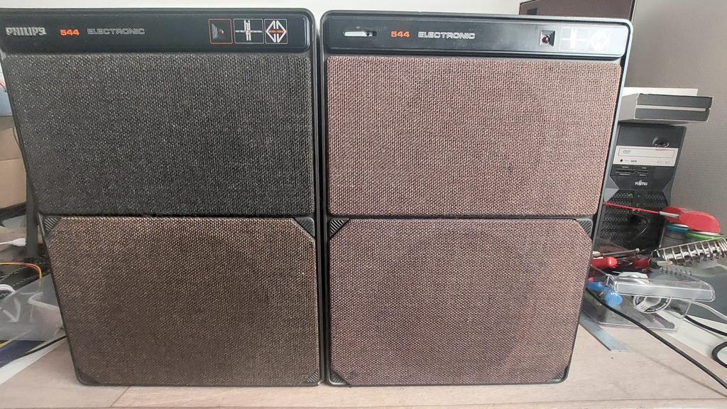 3x2Philips 544 Electronic Speakers - Vintage per set van 2, Ophalen, Philips, Gebruikt, Minder dan 60 watt