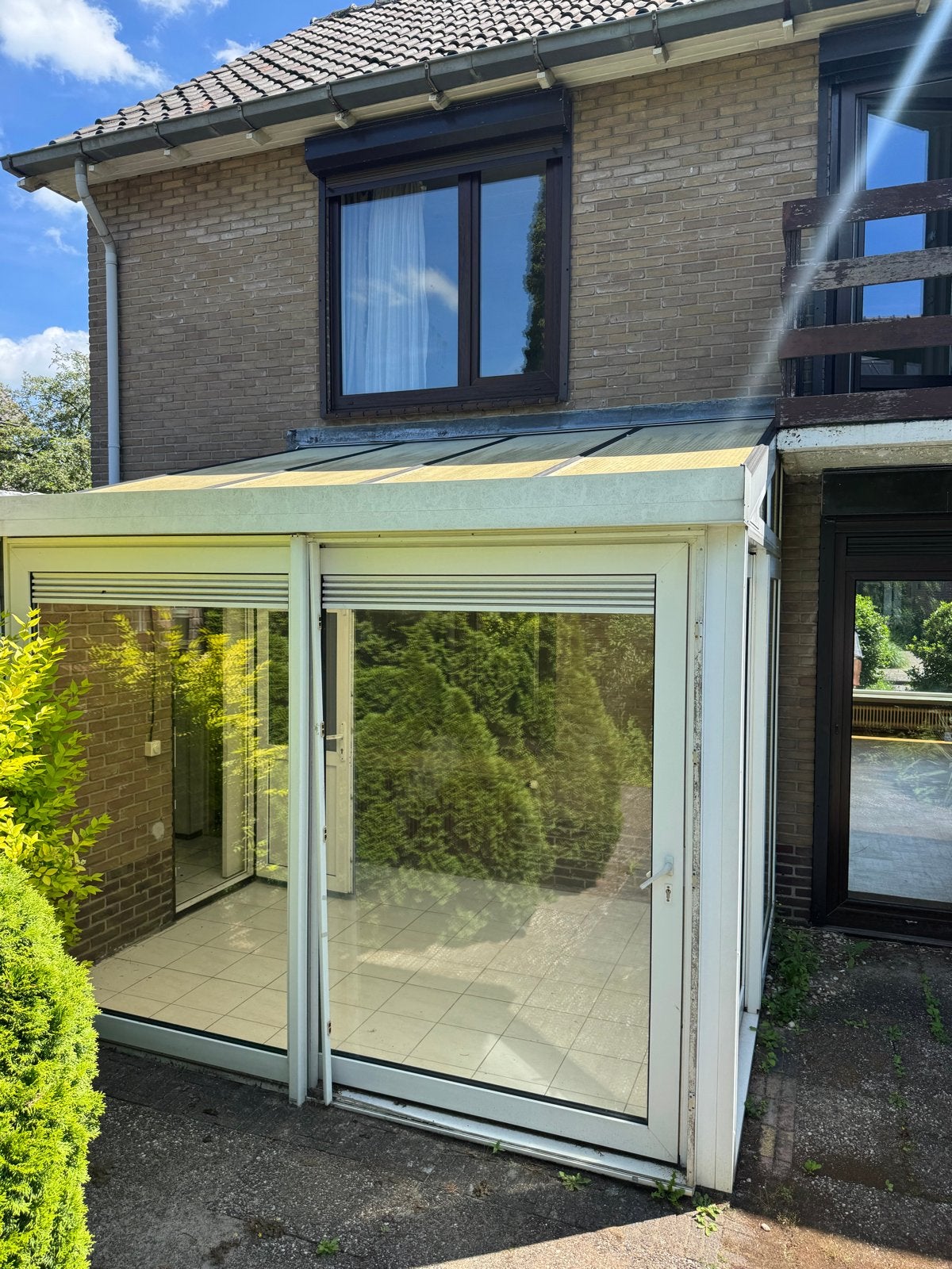 Glazen serre met schuifdeuren en polycarbonaat dak, Ophalen, Gebruikt, 160 cm of meer, Overige typen