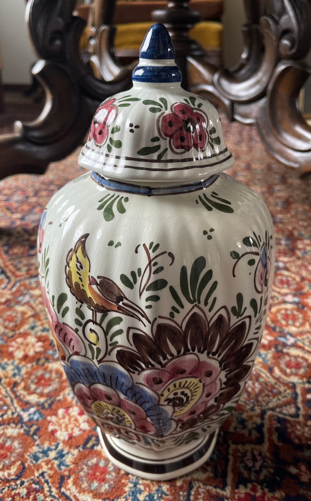 Kleurrijke vintage '50/'60 Delfts Polychroom 246 vaas, Antiek en Kunst, Ophalen of Verzenden