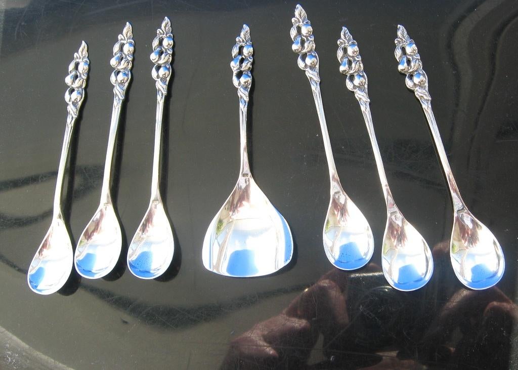 Zilveren en antieke lepelset + suikerlepel., Antiek en Kunst, Verzenden, Zilver