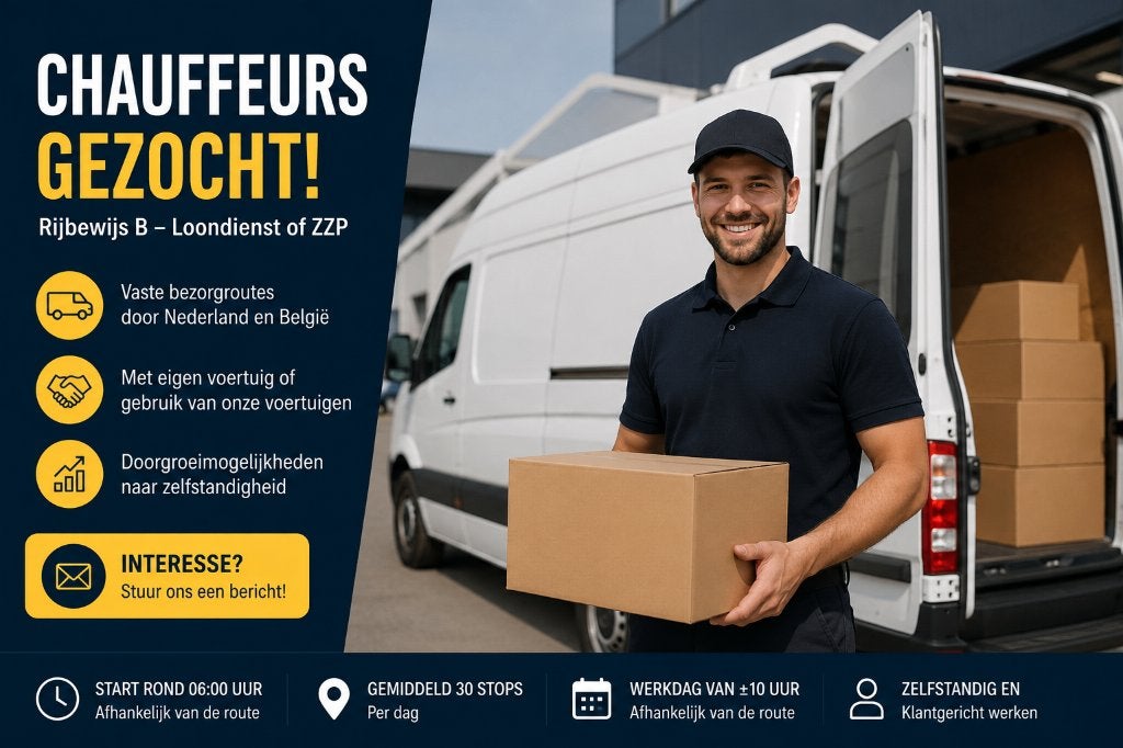 Chauffeurs gezocht (Rijbewijs B) – Loondienst of ZZP, 33 - 40 uur, Overige niveaus, Vanaf 1 jaar, Freelance of Uitzendbasis