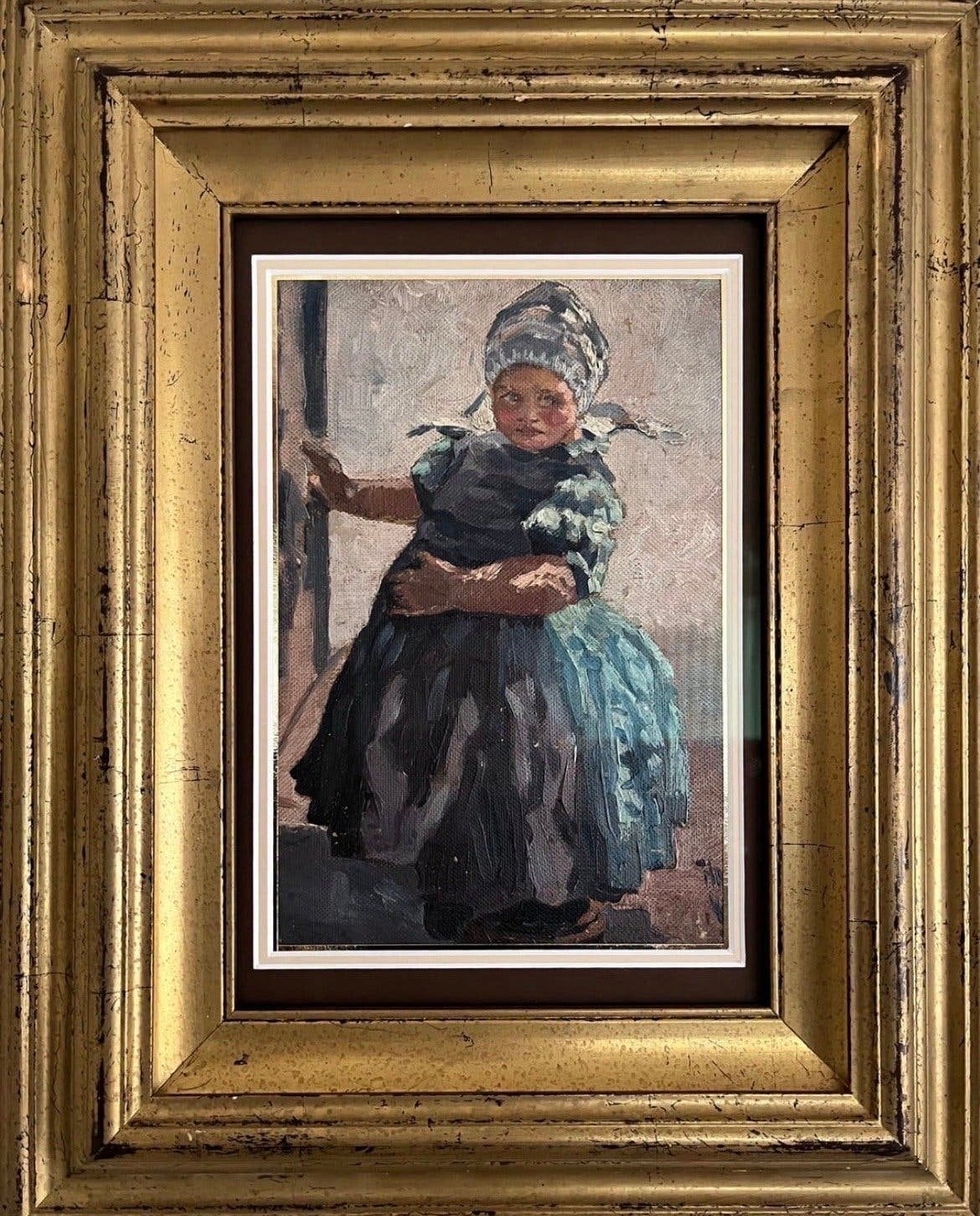 Hans J Wagner (1866-1940) - Volendams meisje, Nederlandse school, Doek, Portret of Personen, Ophalen of Verzenden