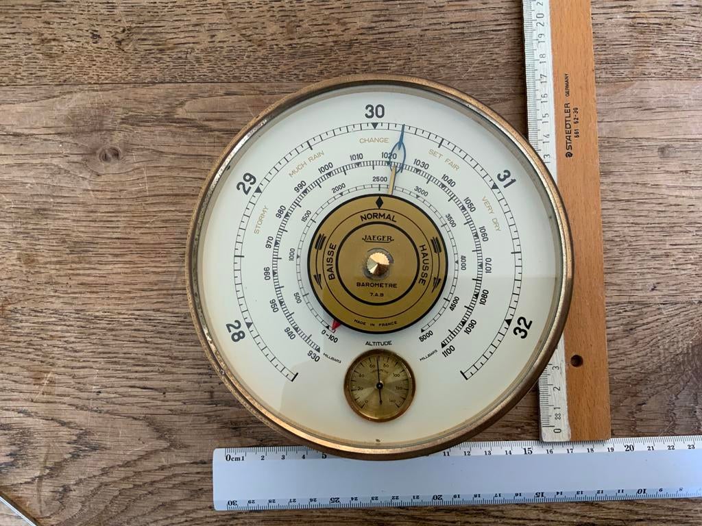 Vintage Jaeger Barometer Temperatuurmeter Weerstation, Ophalen of Verzenden, Zo goed als nieuw