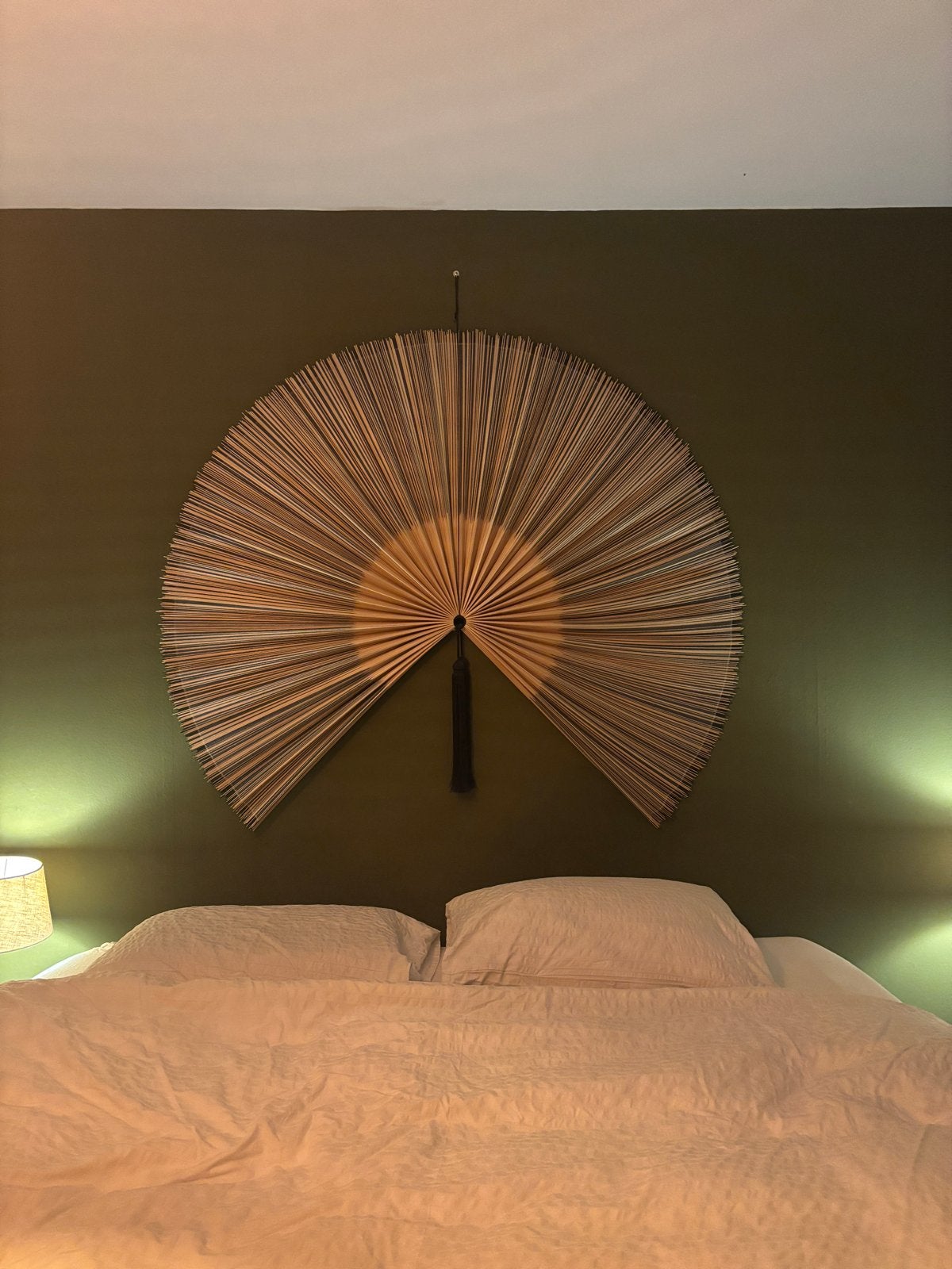 Wanddecoratie waaier van bamboehout, Ophalen, Boho, Hout, Decoratieobject