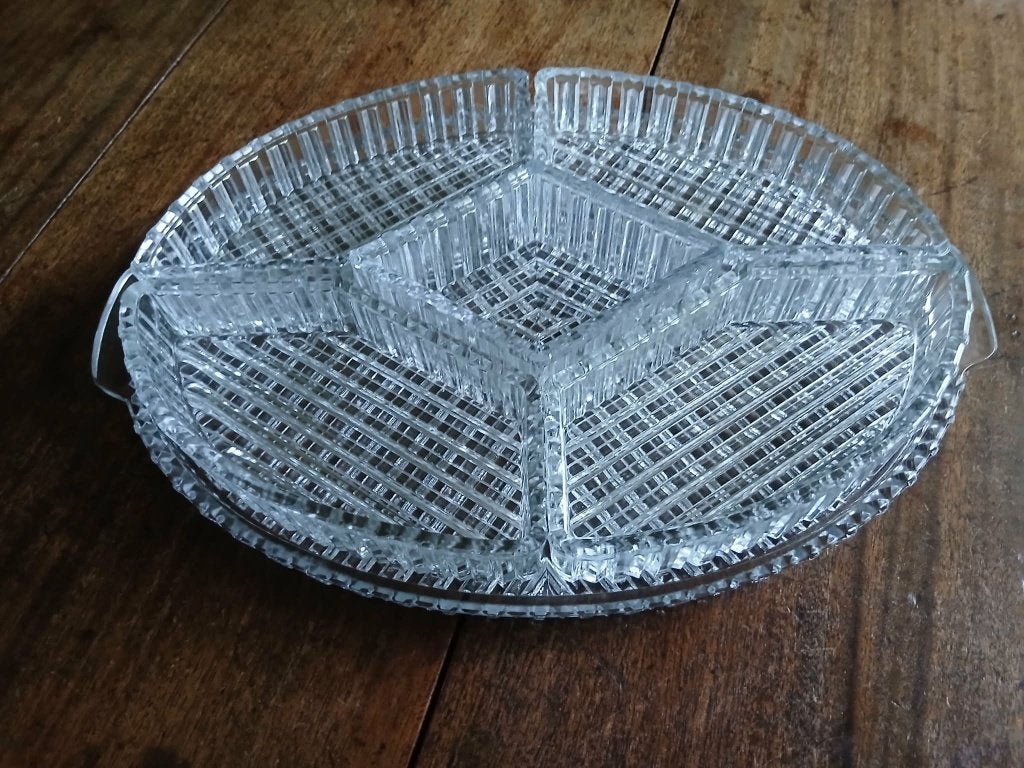 Hapjes-/Tapas-schaal persglas, jaren '30., Ophalen of Verzenden