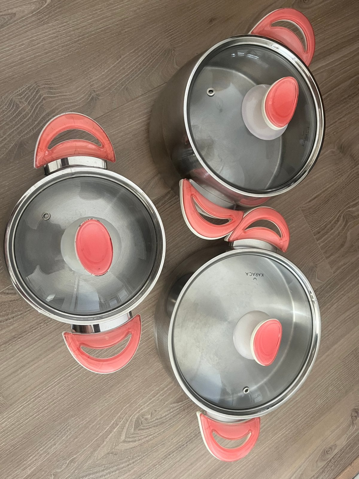 3 pannen, Huis en Inrichting, Keuken | Potten en Pannen, Inductieplaat, Pannenset, Ophalen of Verzenden, Zo goed als nieuw