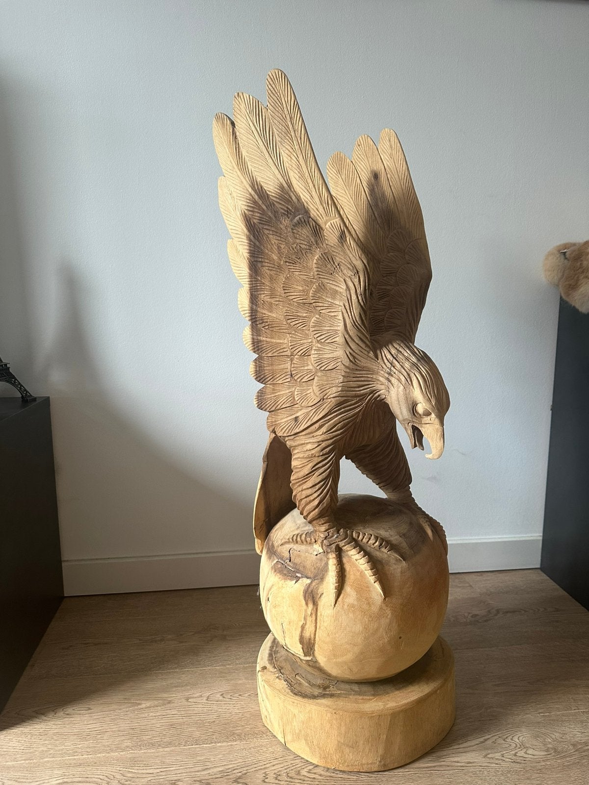 Eiken houten roofvogel beeld, Antiek en Kunst, Kunst | Beelden en Houtsnijwerken, Ophalen, Hout, Beeld