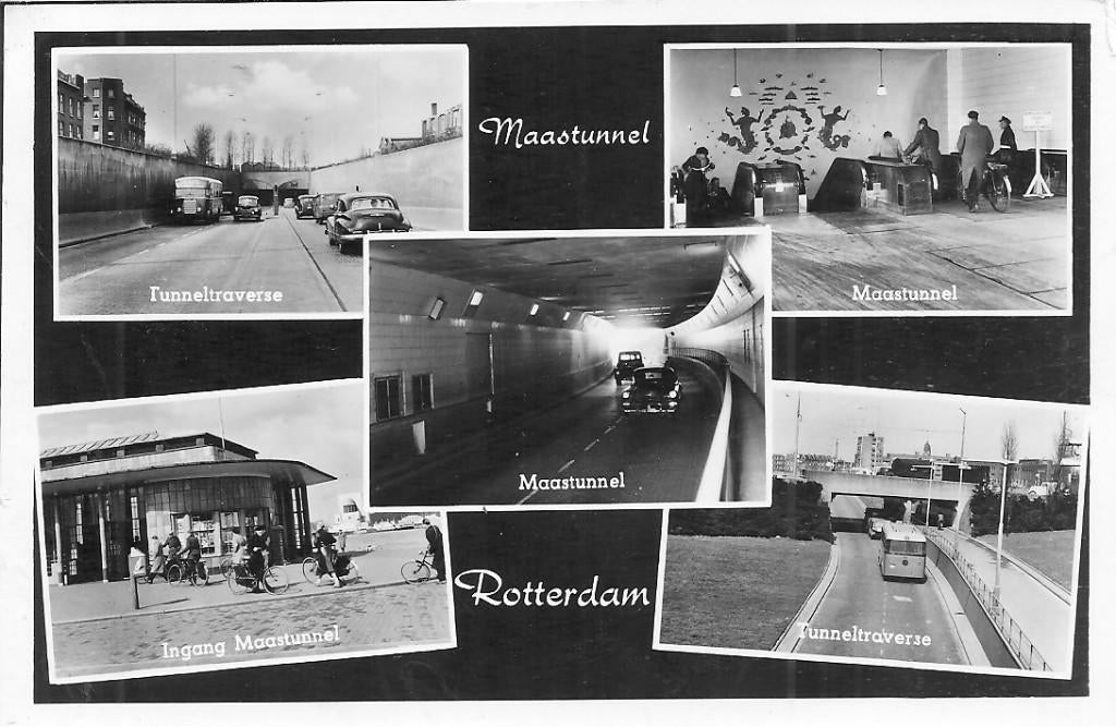 Maastunnel Rotterdam., Verzamelen, Ophalen of Verzenden, 1940 tot 1960, Gelopen, Zuid-Holland