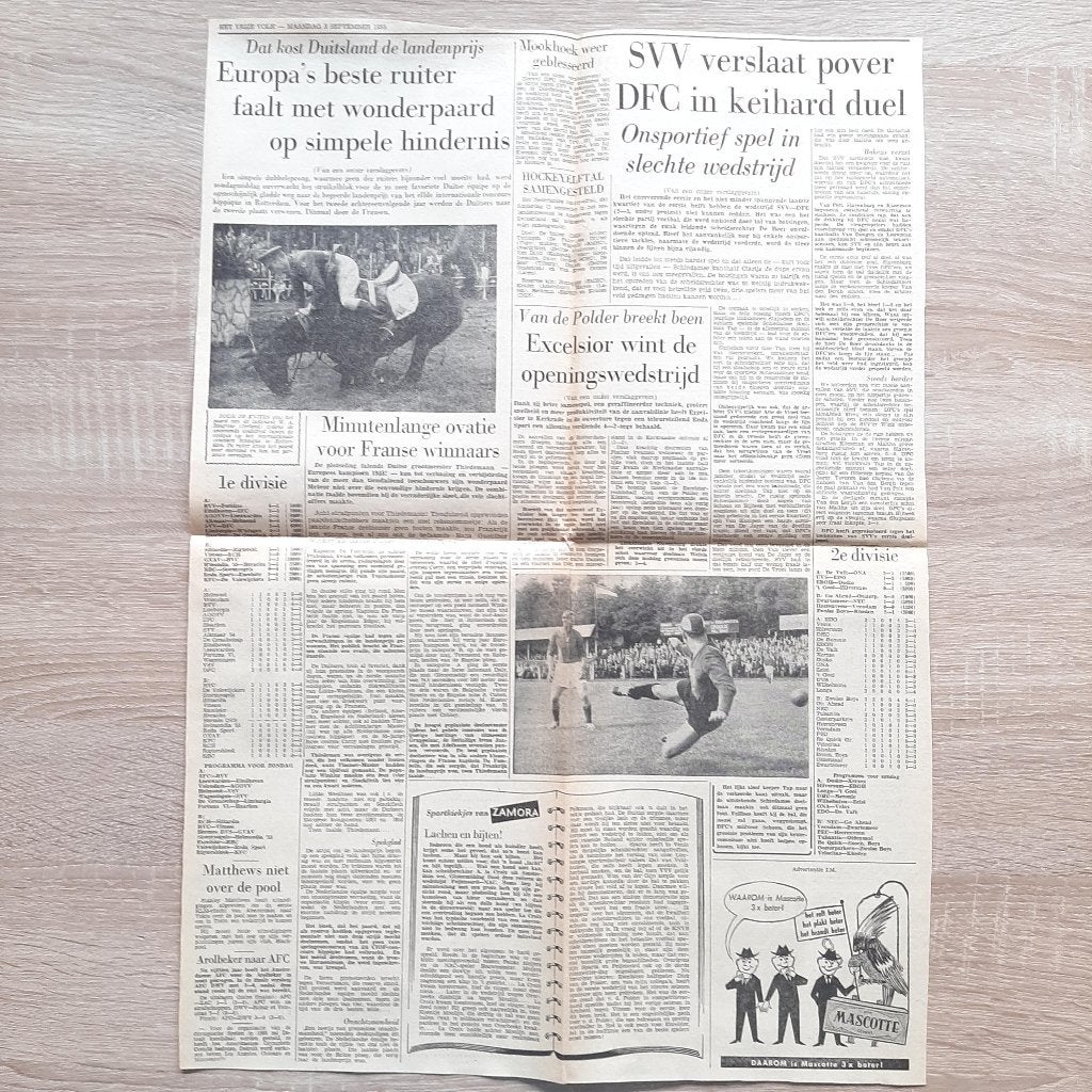 Pagina SVV-DFC Excelsior-Roda Paarden sport hindernis spring, Verzenden, Gebruikt, Overige binnenlandse clubs, Overige typen