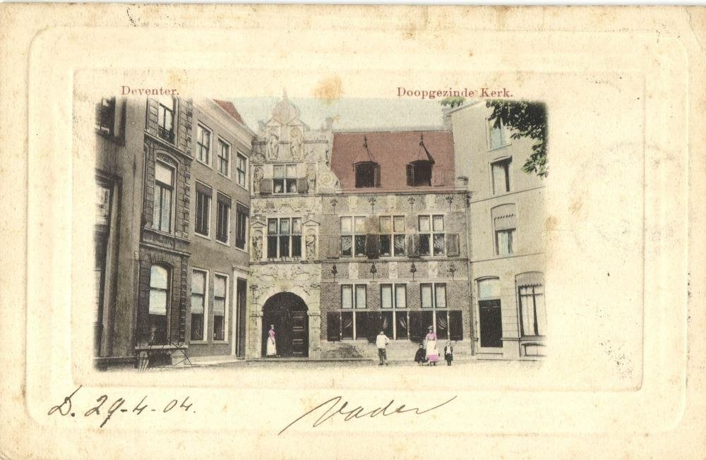 DEVENTER, Doopgezinde Kerk (1904) Relief Ansichtkaart, Ophalen of Verzenden, Voor 1920, Gelopen, Overijssel