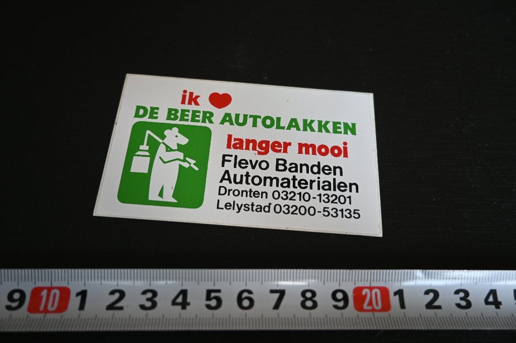 sticker Dronten Lelystad DE BEER autolakken FLEVO Banden, Verzamelen, Ophalen, Zo goed als nieuw