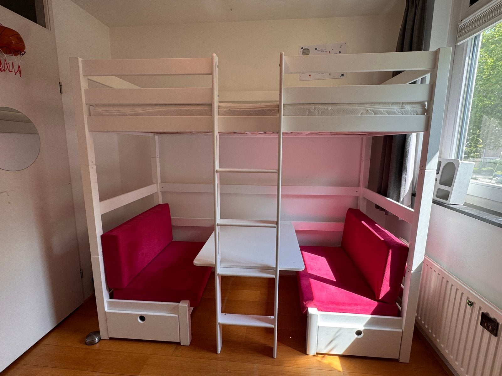 Hoogslaper / stapelbed Finley met bureau en logeerbed, Ophalen, Gebruikt, Hoogslaper