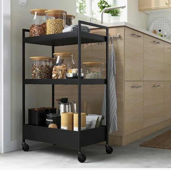IKEA NISSFORS Roltafel - Zwart, 50.5x30x83 cm, Huis en Inrichting, Ophalen