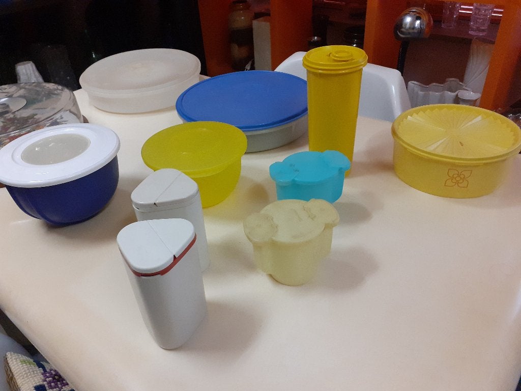 Tupperware diverse retro jaren 70 design vintage plastic, Gebruikt, Tupperware, Overige typen, ?
