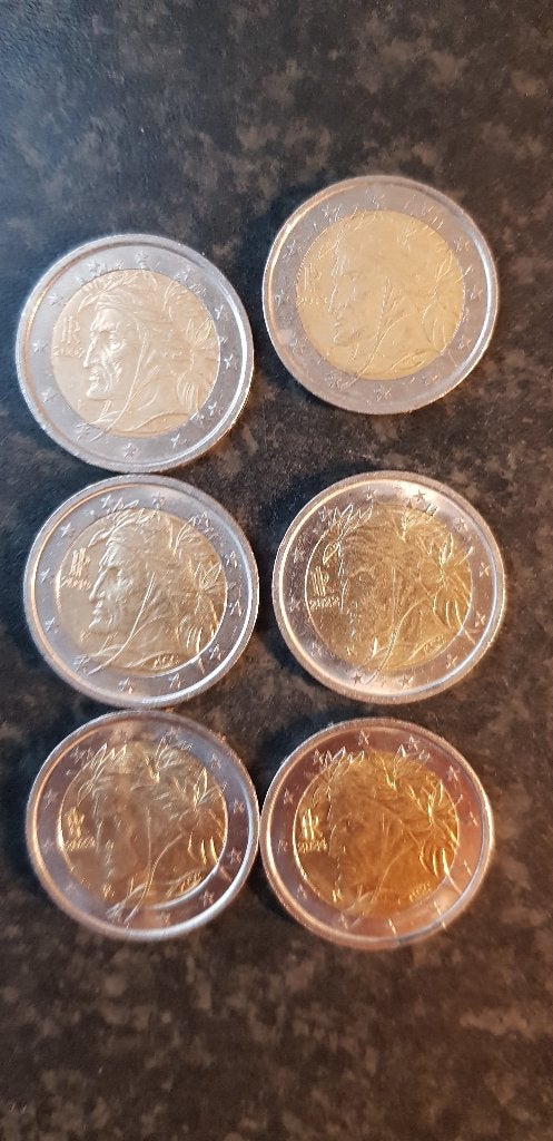 2 euromunten Italie versch. Jaartallen, Ophalen of Verzenden, Italië, 2 euro, Losse munt