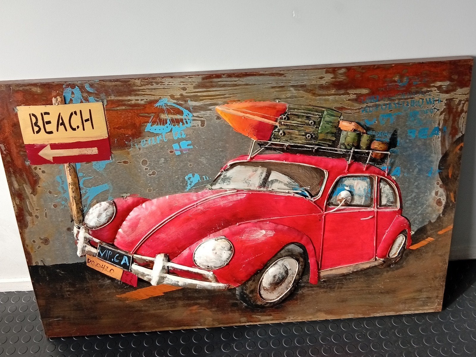 Metalen 3D Schilderij Kever, Antiek en Kunst, Ophalen