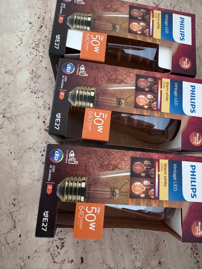 10x Philips Vintage LED E27 Lampen - Nieuw in doos, Ophalen of Verzenden, Nieuw