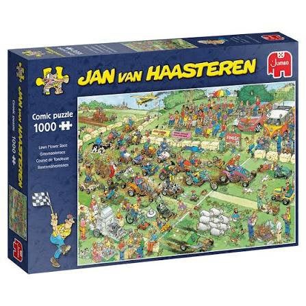 Jan van Haasteren “Lawn Mower Race” 1000st, Ophalen of Verzenden, 500 t/m 1500 stukjes, Gebruikt, Legpuzzel