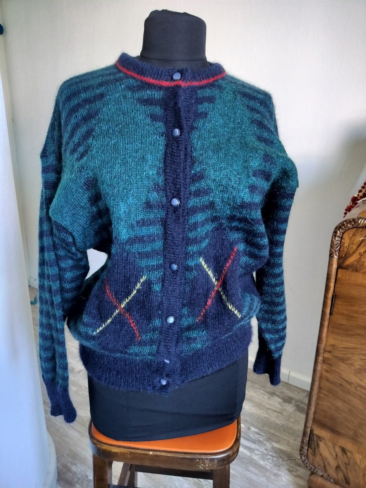 Vintage mohair vest, Kleding | Dames, Ophalen of Verzenden, Zo goed als nieuw, Maat 38/40 (M), Blauw