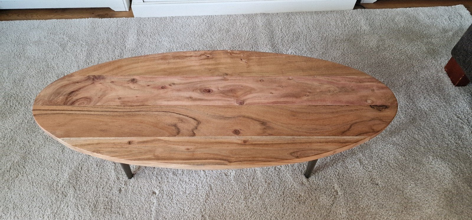 Nieuw ovale salontafel 100x40x2,5 cm Massief Acaciahout, Huis en Inrichting, Tafels | Salontafels, Minder dan 50 cm, 50 tot 100 cm