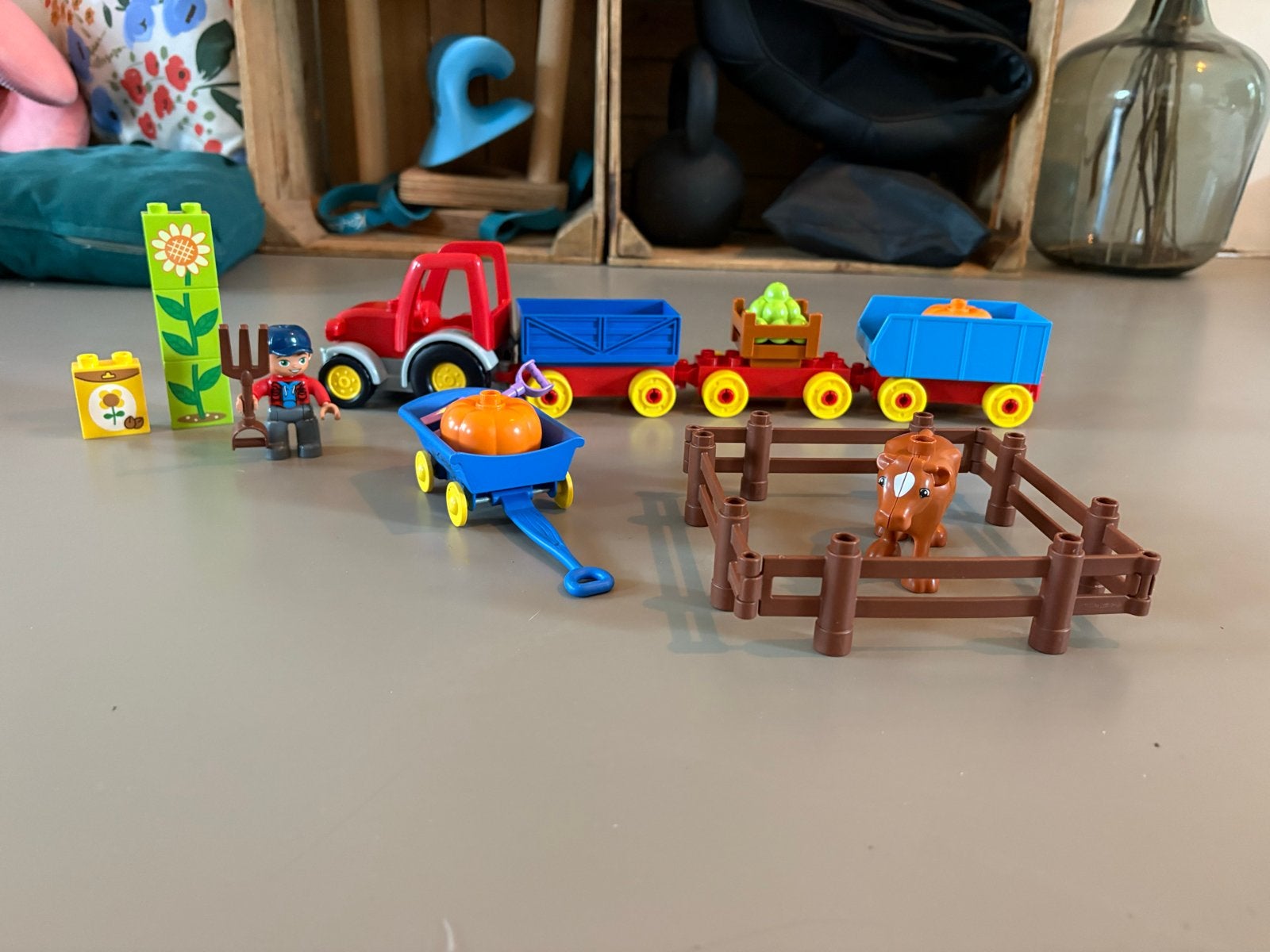 Lego Duplo Boerderij Set met Tractor, Trein en Dieren, Kinderen en Baby's, Inclusief minifiguren, Gebruikt, Overige thema's, Ophalen of Verzenden