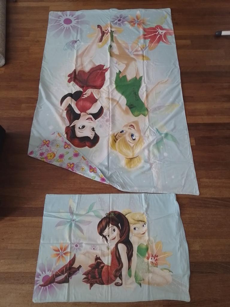 Tinkerbell Dekbedovertrek 140x200 cm, Kinderen en Baby's, Kinderkamer | Beddengoed, Zo goed als nieuw, Dekbedovertrek, Overige kleuren