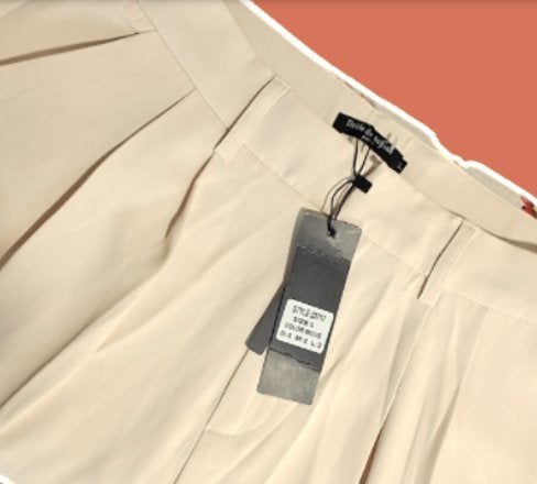 DROLE DE COPINE 💎 Wijde bandplooibroek  maat L NIEUW!, Kleding | Dames, Broeken en Pantalons, Verzenden, Beige, Maat 42/44 (L)