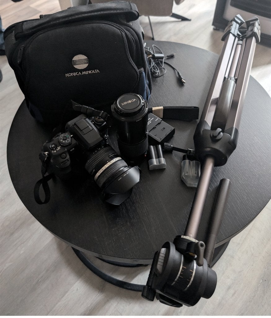 Konica Minolta Dynax 7D cameraset met accessoires., Gebruikt, Spiegelreflex, Ophalen of Verzenden, Beeldstabilisatie