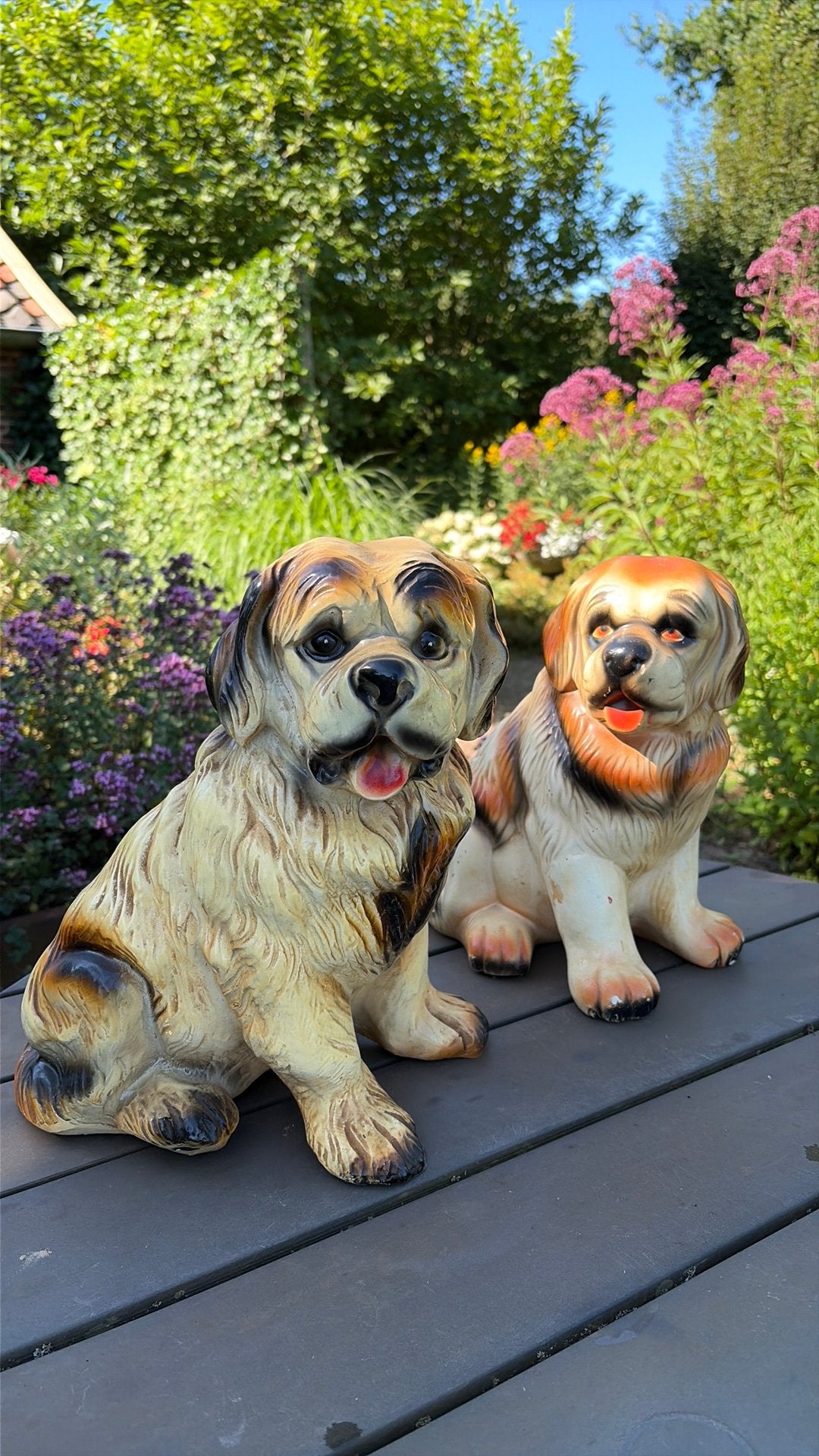 2 vintage beelden van Sint Bernhard honden, Ophalen of Verzenden