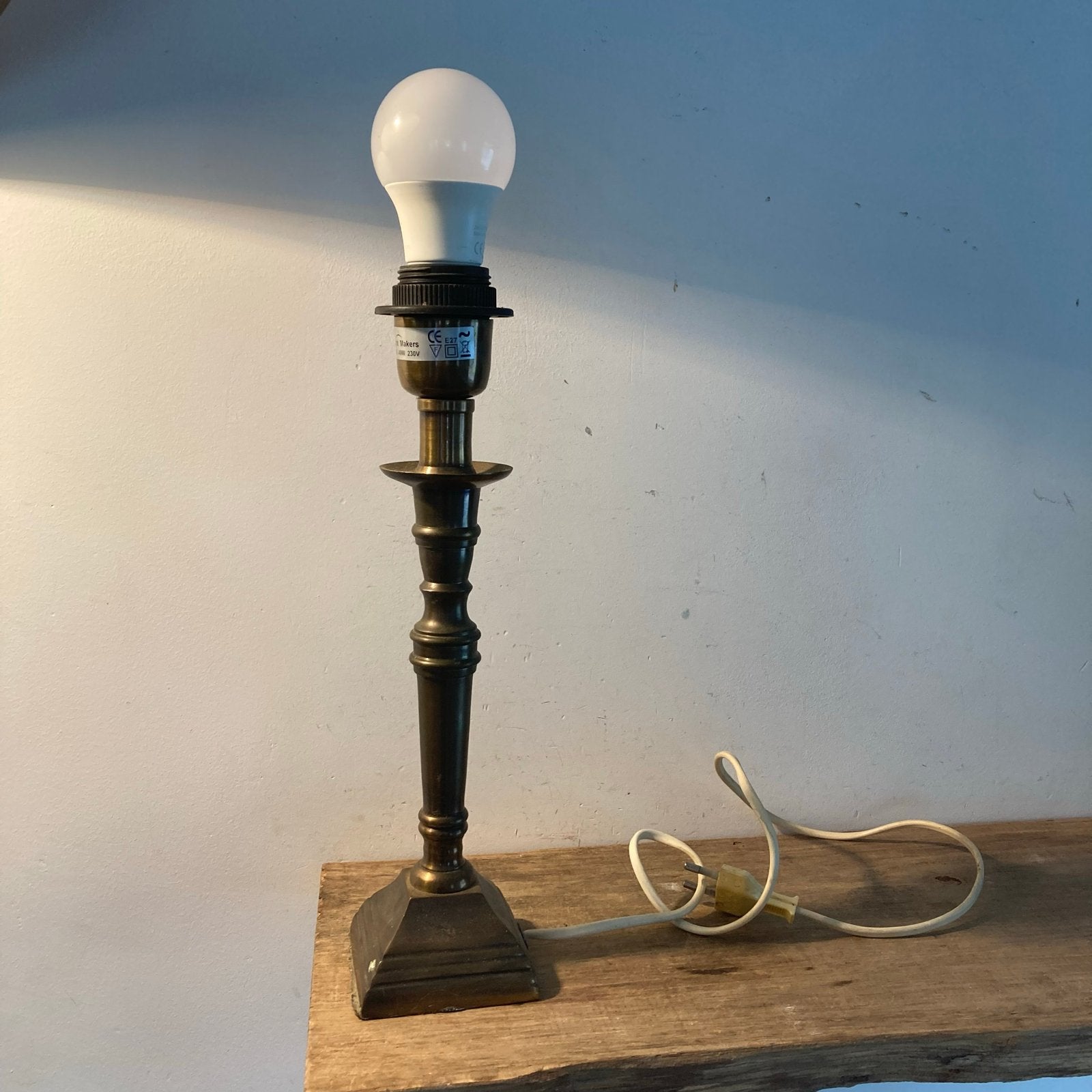 Vintage koperen tafellamp voet - 32 cm hoog, Antiek en Kunst, Ophalen of Verzenden