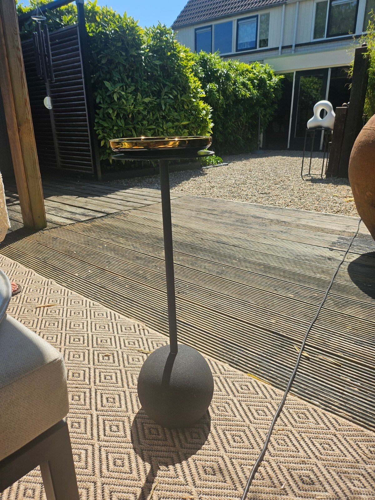 Te koop een metalen bijzettafeltje., Ophalen, Rond, Metaal of Aluminium, Minder dan 55 cm