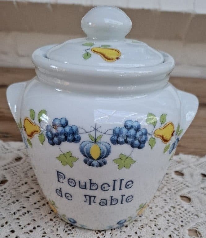 Vintage Franse porseleinen, Poubelle de Table, fruit motief, Overige typen, -, -, Ophalen of Verzenden