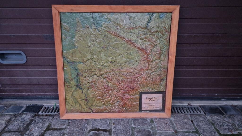 Zeldzame antieke 3D schoolkader van gebergte Westfalen, Ophalen, Aardrijkskunde