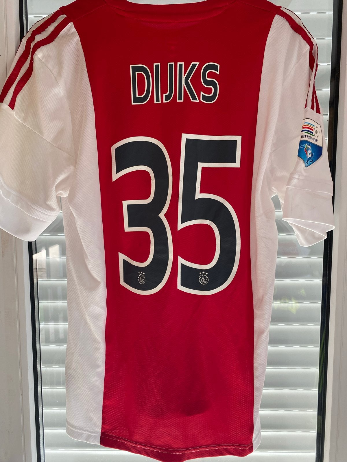 Matchworn Ajax Thuisshirt 2016-2017 Dijks #35, Kleding | Heren, Sportkleding, Zo goed als nieuw, Voetbal, Maat 48/50 (M), Rood