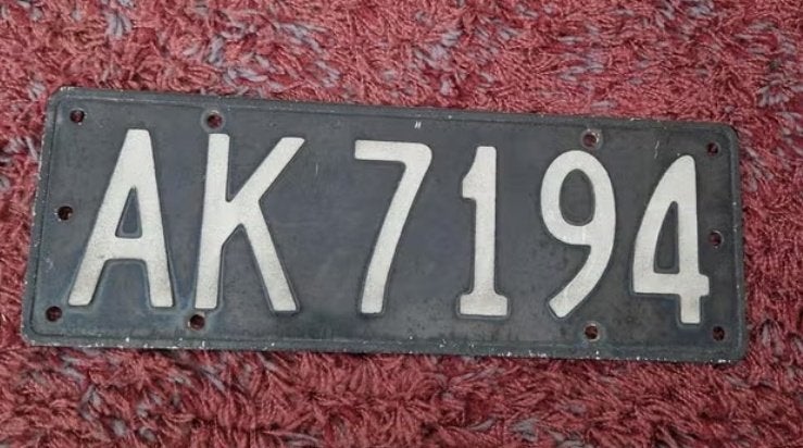 oude kentekenplaat, nummerbord, AK 7194 uit Nieuw Zeeland, Ophalen of Verzenden, Gebruikt