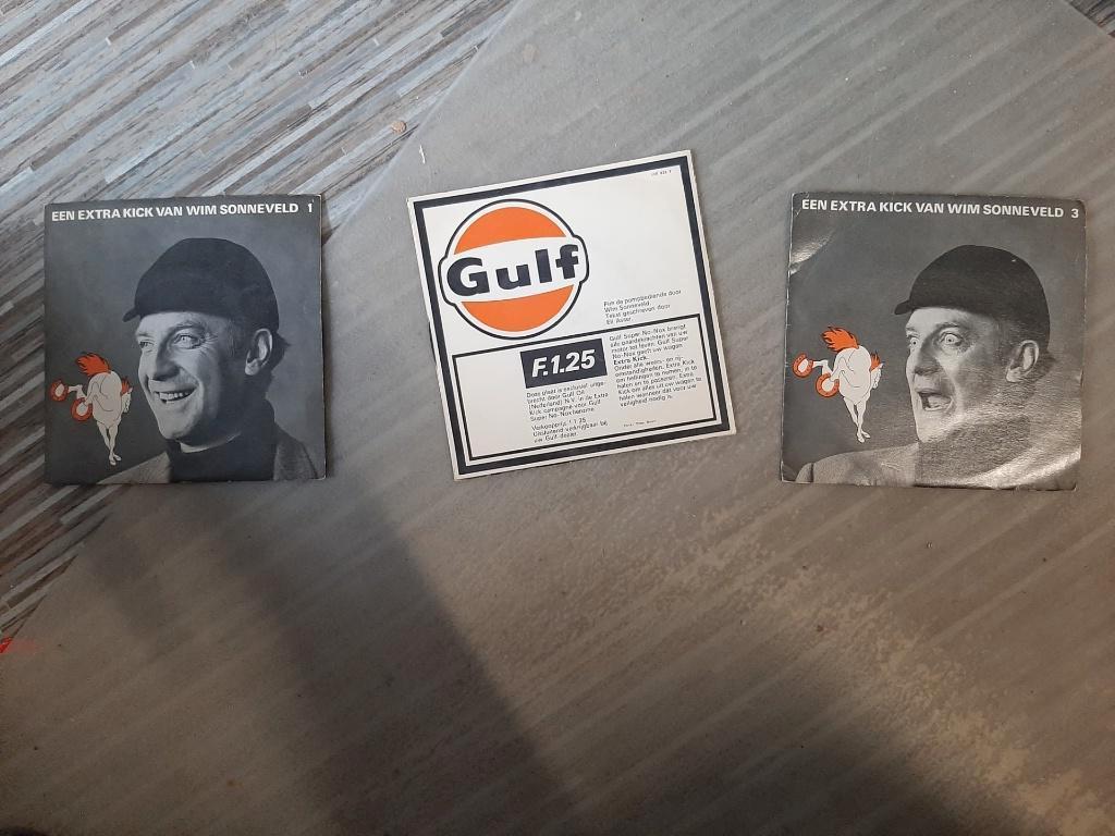 Wim Sonneveld -Extra Kick 1 tm 3- Promo Gulf -reclame vinyl, Verzamelen, Ophalen, Reclamebord