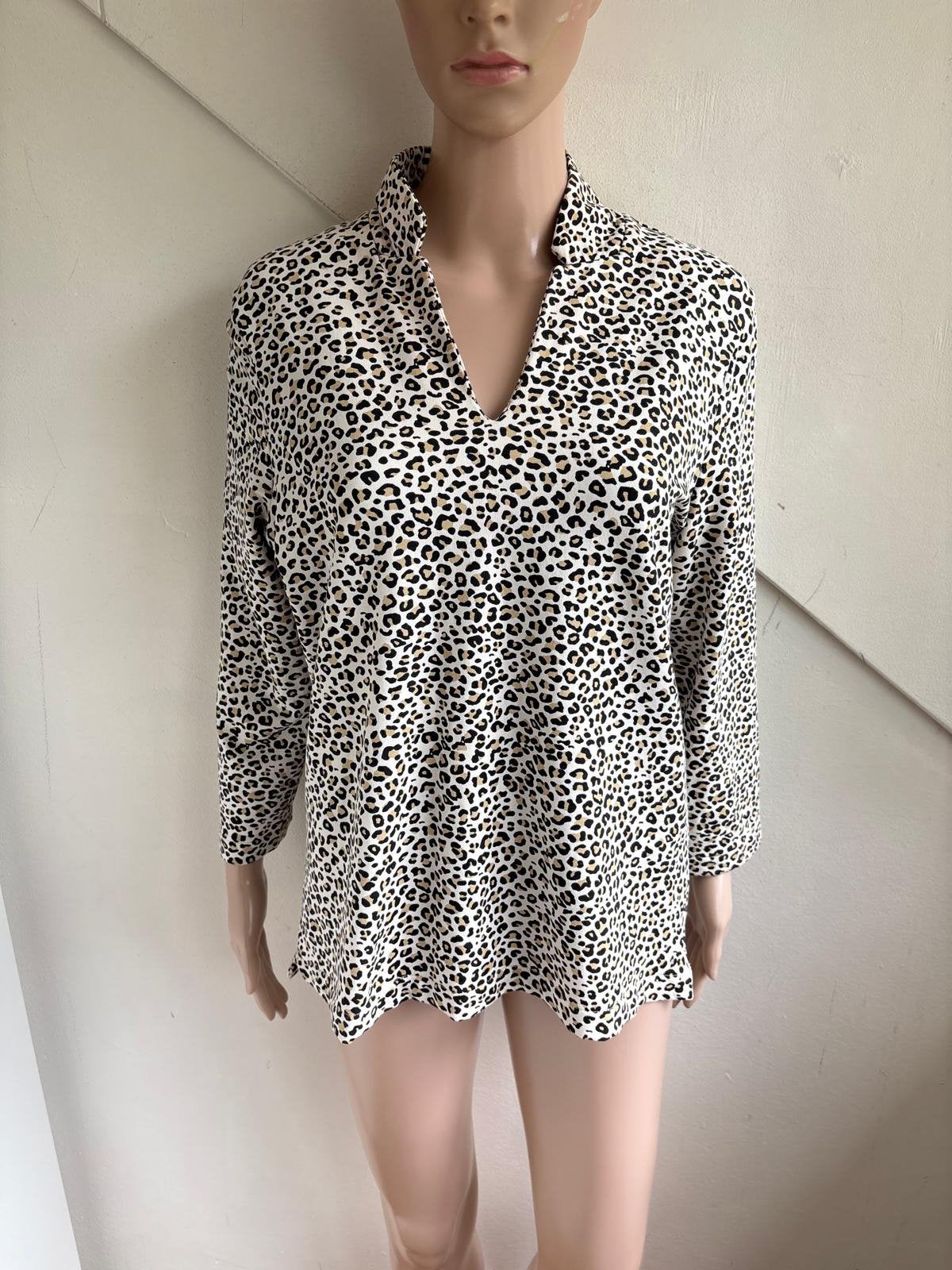 Purdey top maat 42 offwhite zwart bruin panterprint, Overige kleuren, Maat 42/44 (L), Ophalen of Verzenden, Zo goed als nieuw