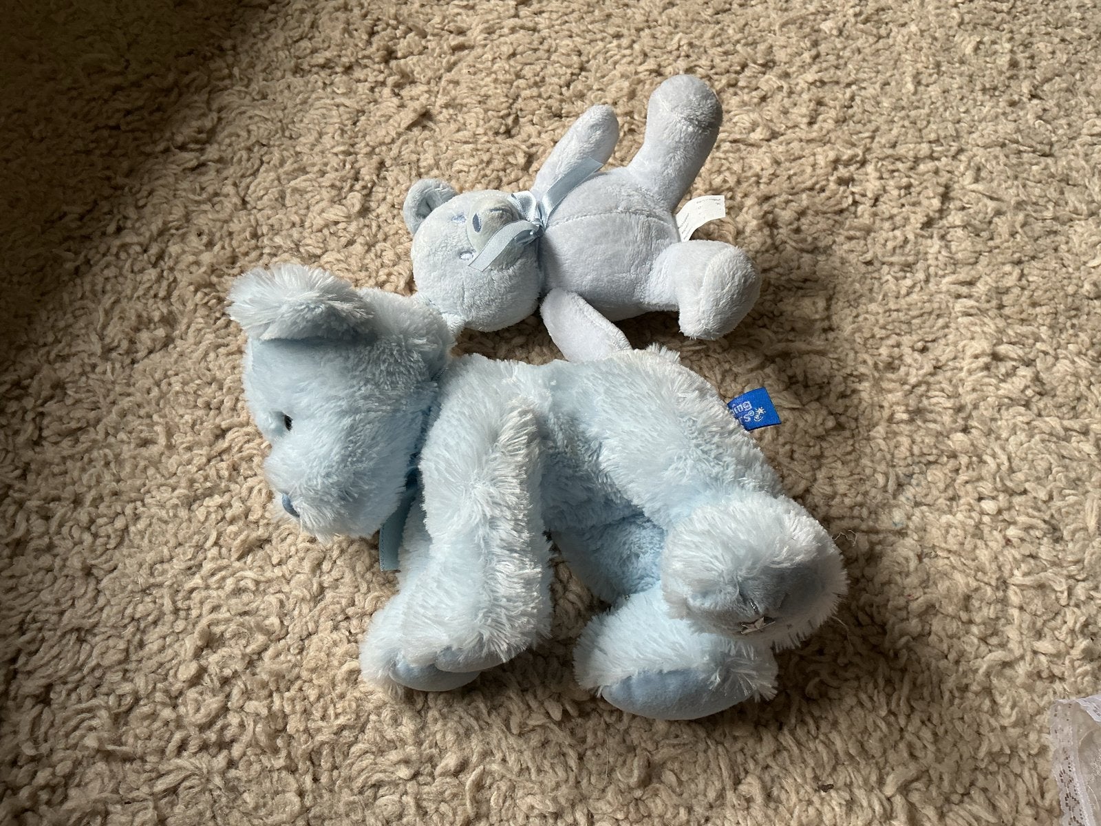 Twee schattige blauwe teddyberen opbr giro 555, Kinderen en Baby's, Beer, Blauw, Ophalen of Verzenden, Zo goed als nieuw